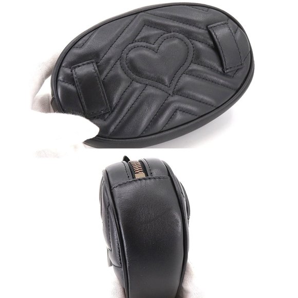 Gucci GUCCI GG Marmont Belt Bag Waist Pouch Leather Black 476434 - Picture 7 of 10